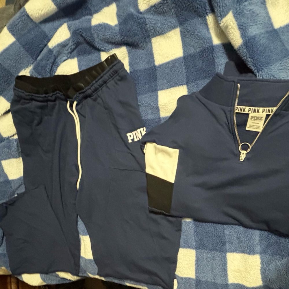 Navy Blue PINK Sweatshirt and Joggers Set
